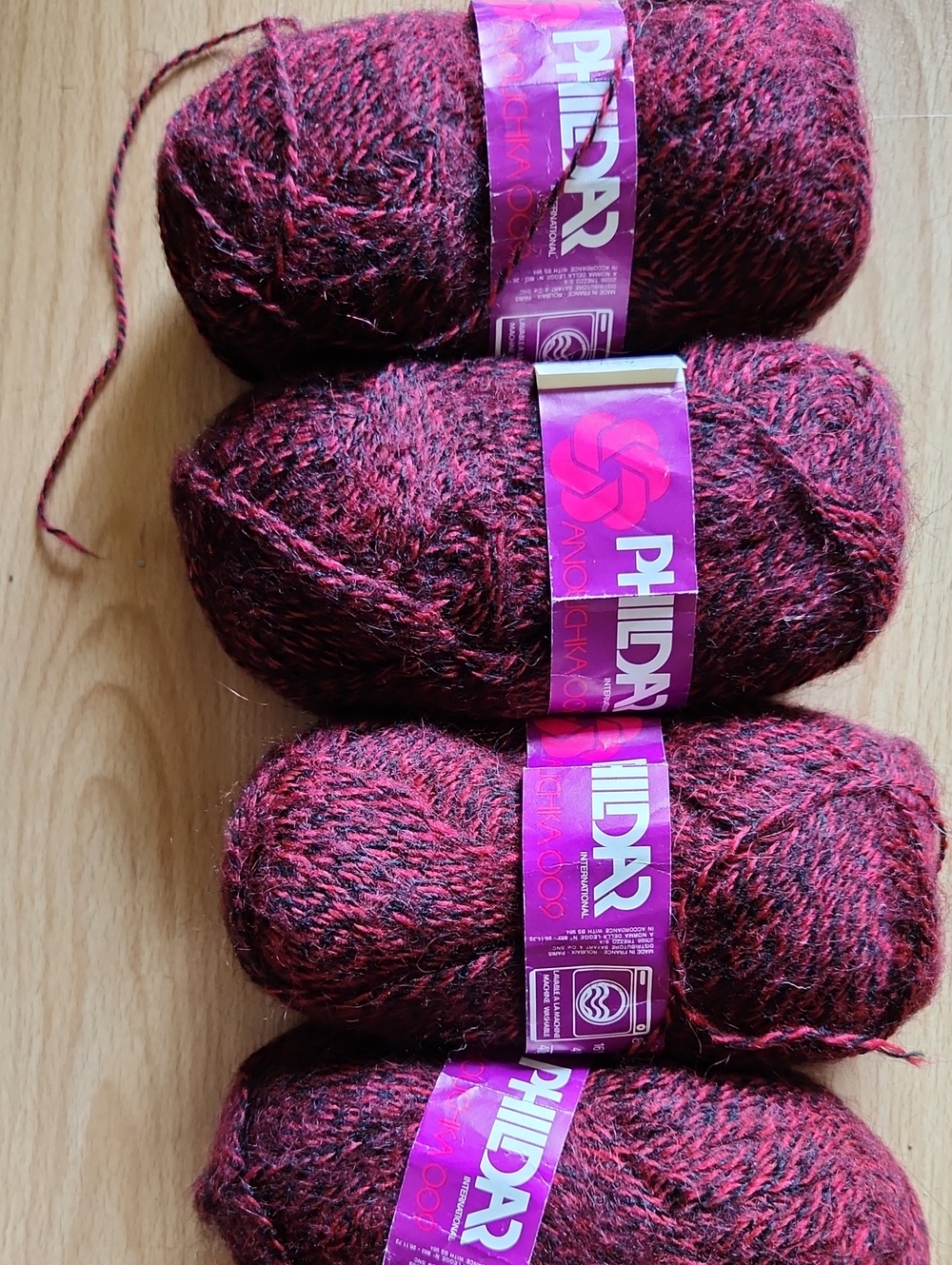 Burgundy-Black Tweed Yarn - 4 Skeins